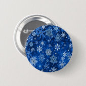 Weihnachtsschneeflocken Blau und Silber Button (Vorne & Hinten)