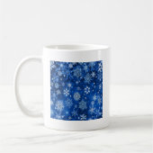 Weihnachtsschneeflocken Blau und Silber Kaffeetasse (Links)