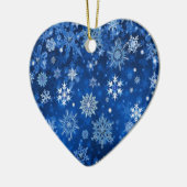 Weihnachtsschneeflocken Blau und Silber Keramik Ornament (Links)