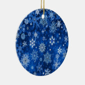 Weihnachtsschneeflocken Blau und Silber Keramikornament (Rechts)