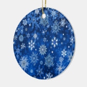 Weihnachtsschneeflocken Blau und Silber Keramikornament (Links)