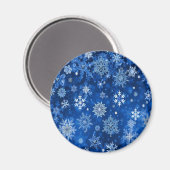 Weihnachtsschneeflocken Blau und Silber Magnet (Vorderseite/Rückseite)