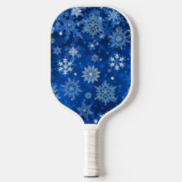 Weihnachtsschneeflocken Blau und Silber Pickleball Schläger