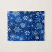 Weihnachtsschneeflocken Blau und Silber Puzzle (Horizontal)