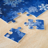 Weihnachtsschneeflocken Blau und Silber Puzzle (Seite)