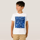 Weihnachtsschneeflocken Blau und Silber T-Shirt (Vorne ganz)