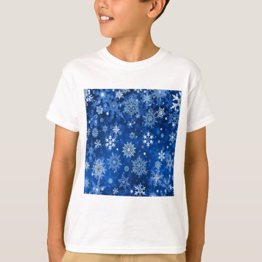 Weihnachtsschneeflocken Blau und Silber T-Shirt (Vorderseite)