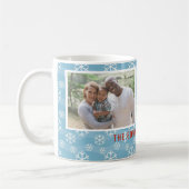 Weihnachtsschneeflocken blauer Foto Kaffeetasse (Links)