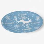 Weihnachtsschneeflocken blauer Papierplatte Pappteller (Schrägansicht)