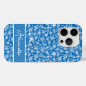 Weihnachtsschneeflocken Blauer weiße Name Personal Case-Mate iPhone Hülle (Rückseite (Horizontal))