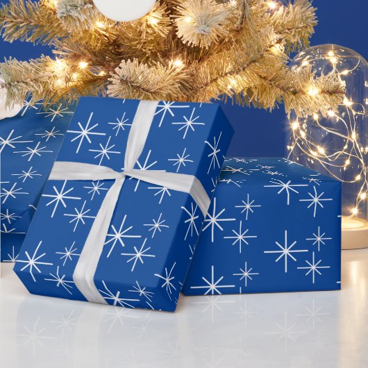 Weihnachtsschneeflocken Blaues Packpapier (Feiertage)