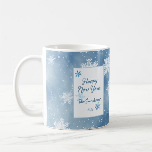 Weihnachtsschneeflocken Blue Sky Kaffeetasse (Links)