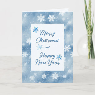 Weihnachtsschneeflocken Blue Watercolor Urlaubskar Feiertagskarte