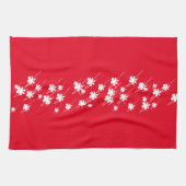 Weihnachtsschneeflocken Blume rot Geschirrtuch (Horizontal)