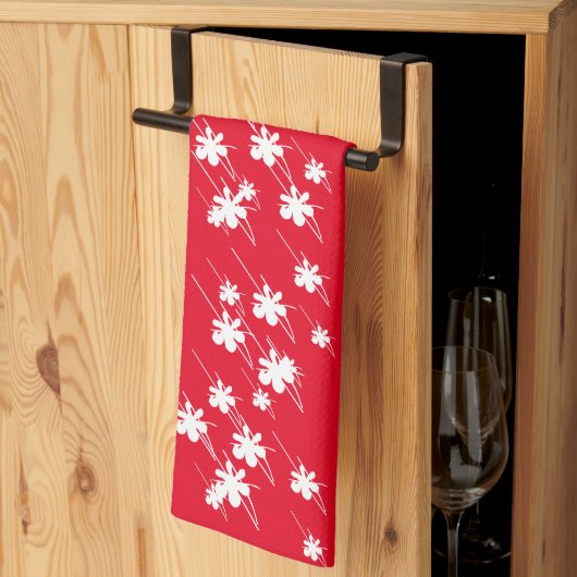 Weihnachtsschneeflocken Blume rot Geschirrtuch (Drittel gefaltet)