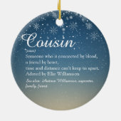 Weihnachtsschneeflocken Cousin Definition Skript Keramik Ornament (Hinten)