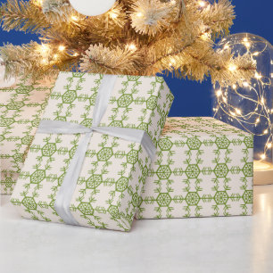 Weihnachtsschneeflocken-Creme grün Geschenkpapier