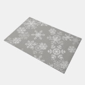 Weihnachtsschneeflocken Doormat-Gray Fußmatte (Schrägansicht)