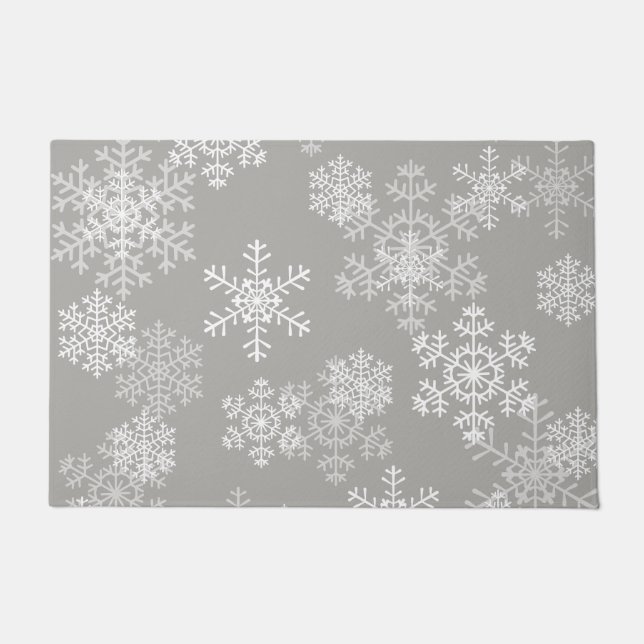 Weihnachtsschneeflocken Doormat-Gray Fußmatte (Vorderseite)