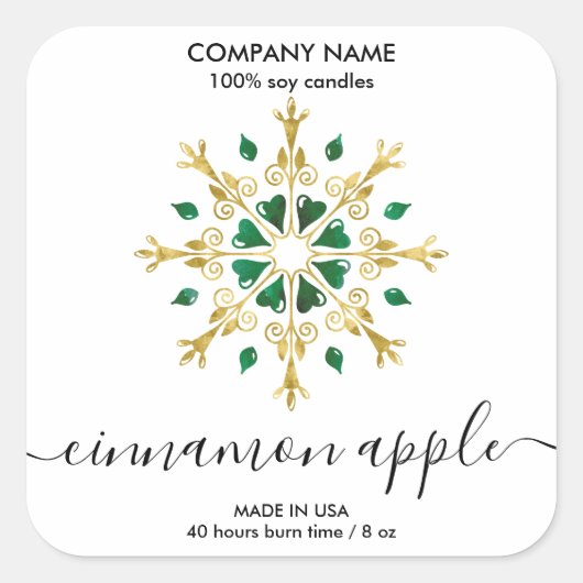 Weihnachtsschneeflocken-Etikett Quadratischer Aufkleber (Vorderseite)