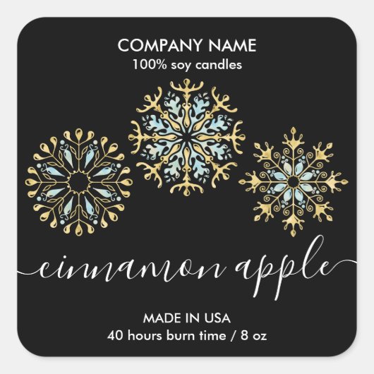 Weihnachtsschneeflocken-Etikett Quadratischer Aufkleber (Vorderseite)