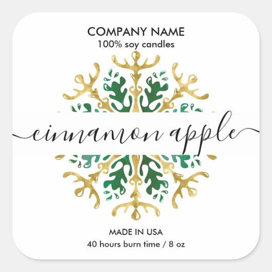 Weihnachtsschneeflocken-Etikett Quadratischer Aufkleber (Vorderseite)