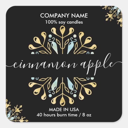 Weihnachtsschneeflocken-Etikett Quadratischer Aufkleber (Vorderseite)