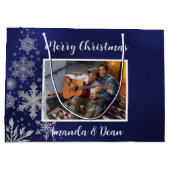 Weihnachtsschneeflocken Foto Große Geschenktüte (Rückseite)
