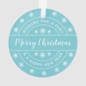 Weihnachtsschneeflocken Foto Name Blau Ornament (Rückseite)