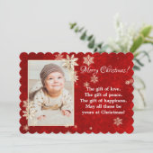 Weihnachtsschneeflocken Foto wünscht Einladung (Stehend Vorderseite)