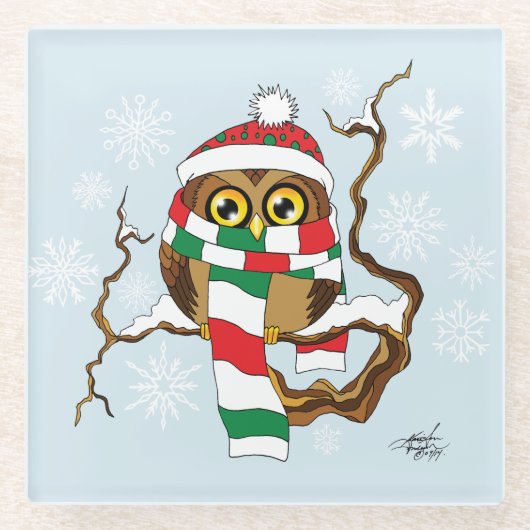 Weihnachtsschneeflocken Glasuntersetzer (Vorderseite)