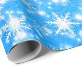 Weihnachtsschneeflocken Glitzern in Blau Geschenkpapier (Rolleneckpunkt)