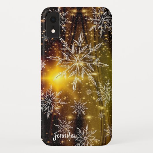 Weihnachtsschneeflocken Goldschwarzer Individuelle Case-Mate iPhone Hülle (Rückseite)