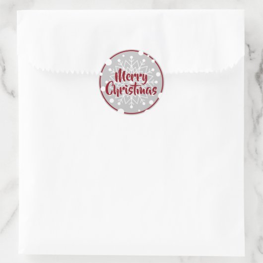 Weihnachtsschneeflocken Grau Maroon Runder Aufkleber (Tasche)