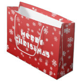 Weihnachtsschneeflocken Große Geschenktüte (Vorderseite Schrägansicht)