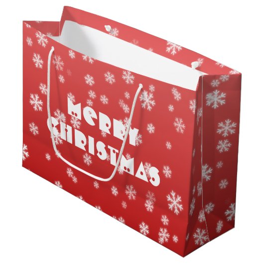 Weihnachtsschneeflocken Große Geschenktüte (Vorderseite Schrägansicht)