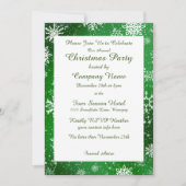 Weihnachtsschneeflocken Grün Einladung (Vorderseite)