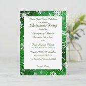 Weihnachtsschneeflocken Grün Einladung (Stehend Vorderseite)