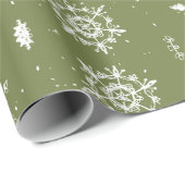 Weihnachtsschneeflocken Grüner Winter Geschenkpapier (Rolleneckpunkt)