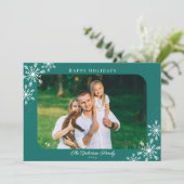 Weihnachtsschneeflocken Happy Holidays Foto Feiertagskarte (Stehend Vorderseite)