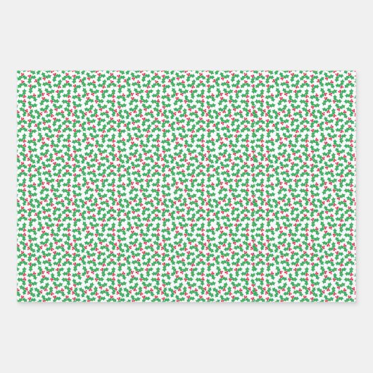 Weihnachtsschneeflocken, Holly Berries und Bows Geschenkpapier Set (Vorderseite 2)