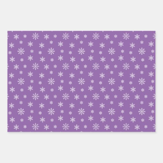 Weihnachtsschneeflocken im lila Hintergrund Geschenkpapier Set (Vorderseite 3)