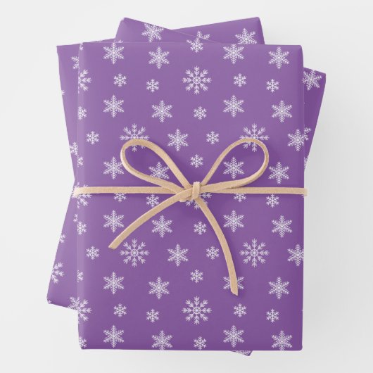 Weihnachtsschneeflocken im lila Hintergrund Geschenkpapier Set (Beispiel)