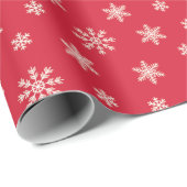 Weihnachtsschneeflocken im roten Hintergrund Geschenkpapier (Rolleneckpunkt)