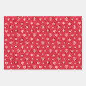 Weihnachtsschneeflocken im roten Hintergrund Geschenkpapier Set (Vorderseite)