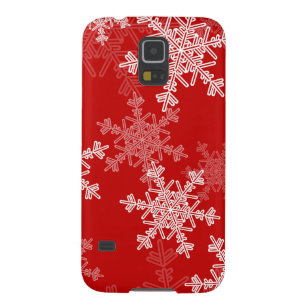 Weihnachtsschneeflocken in Gironrot und Weiß Samsung S5 Cover