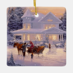 Weihnachtsschneeflocken Keramikornament