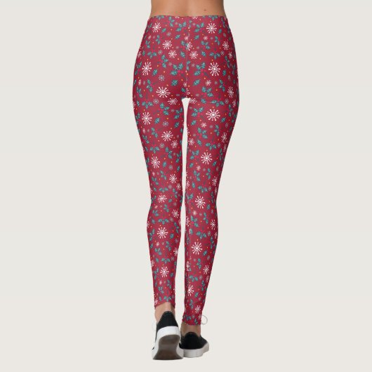 Weihnachtsschneeflocken Leggings, rot Leggings (Rückseite)