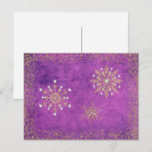 Weihnachtsschneeflocken Lila & Gold Feiertagspostkarte (Vorne/Hinten)
