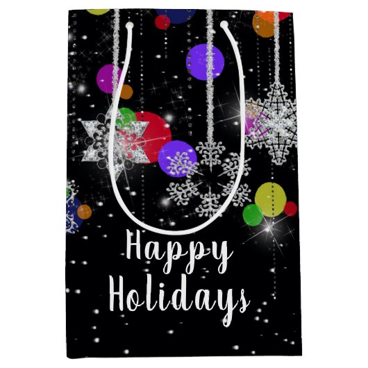 Weihnachtsschneeflocken Mittlere Geschenktasche Mittlere Geschenktüte (Vorderseite)